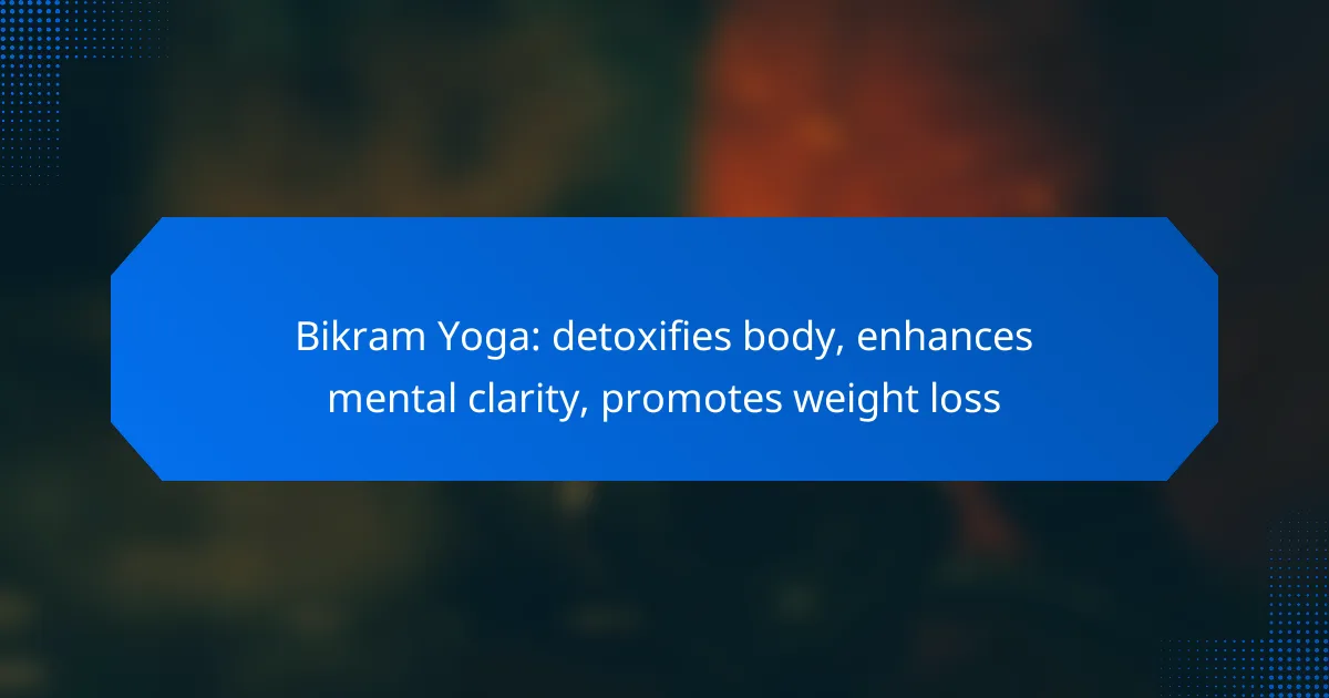 Bikram Yoga: detoxifies body, enhances mental clarity, promotes weight loss
