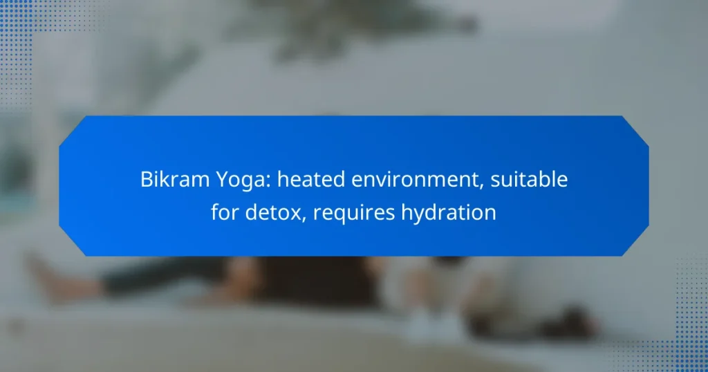 Bikram Yoga: heated environment, suitable for detox, requires hydration