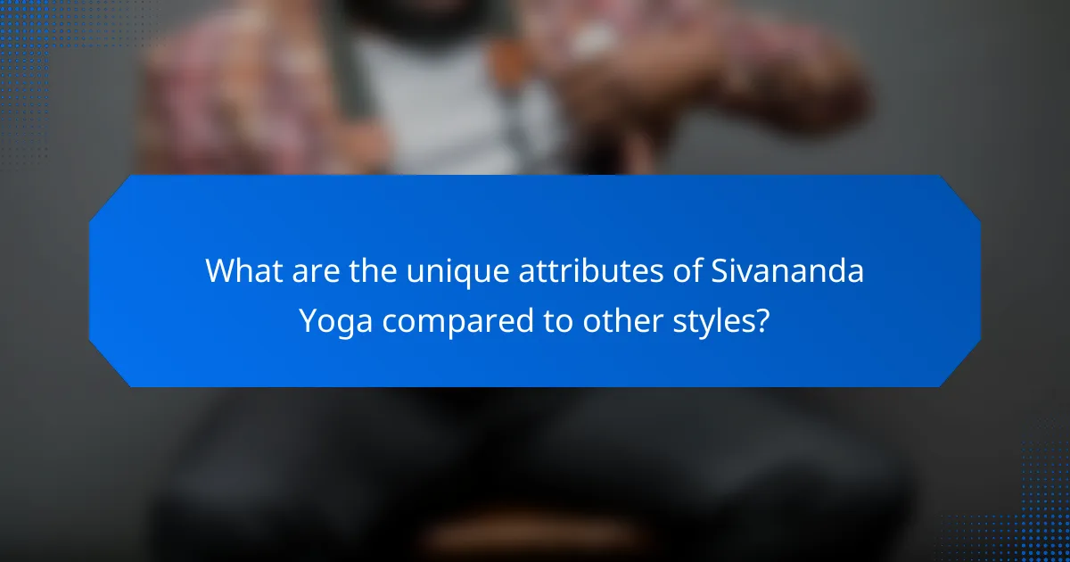What are the unique attributes of Sivananda Yoga compared to other styles?